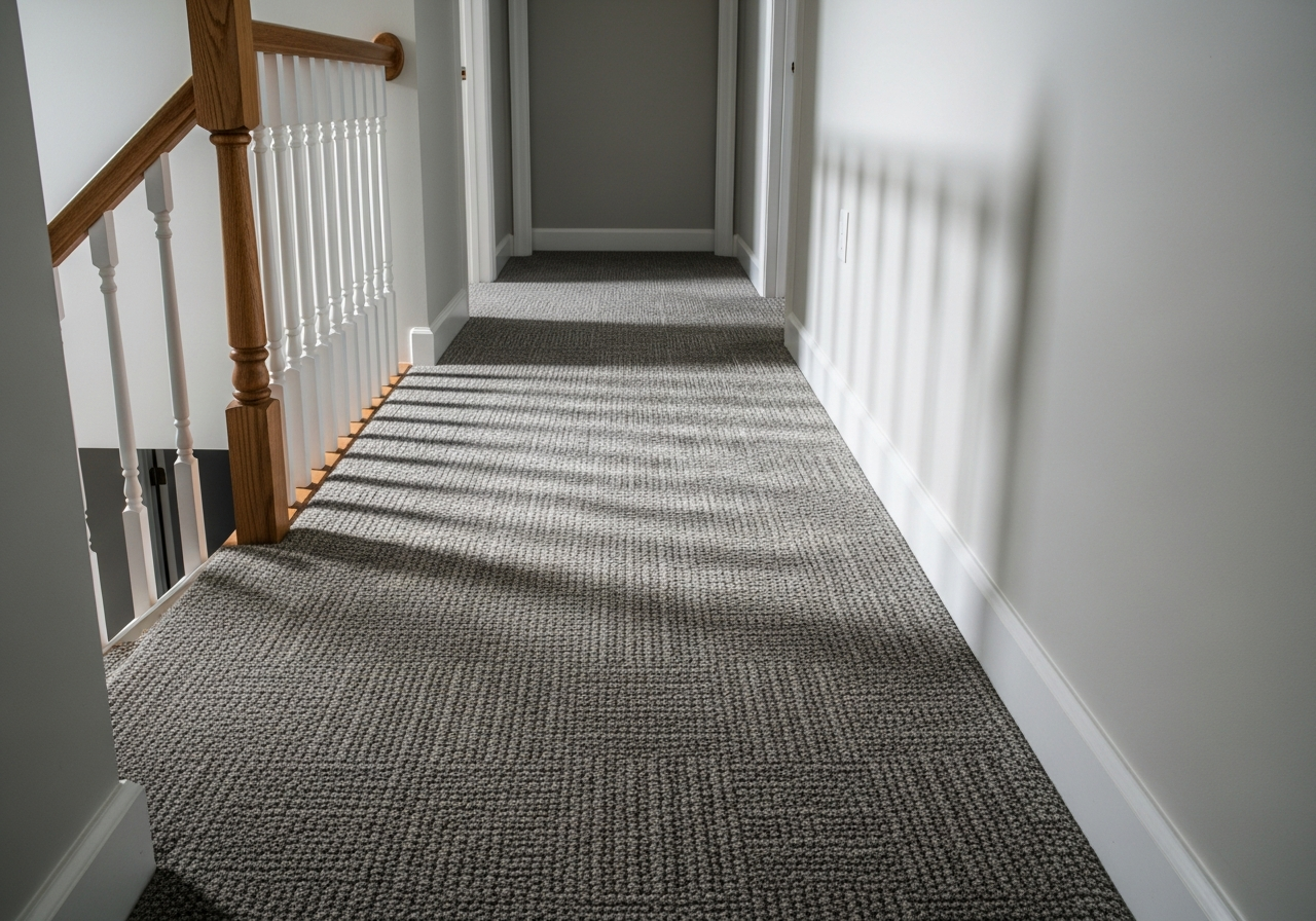 Cut and loop carpet hallway installation