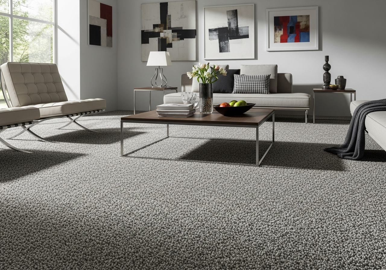 Frieze textured carpet in living room