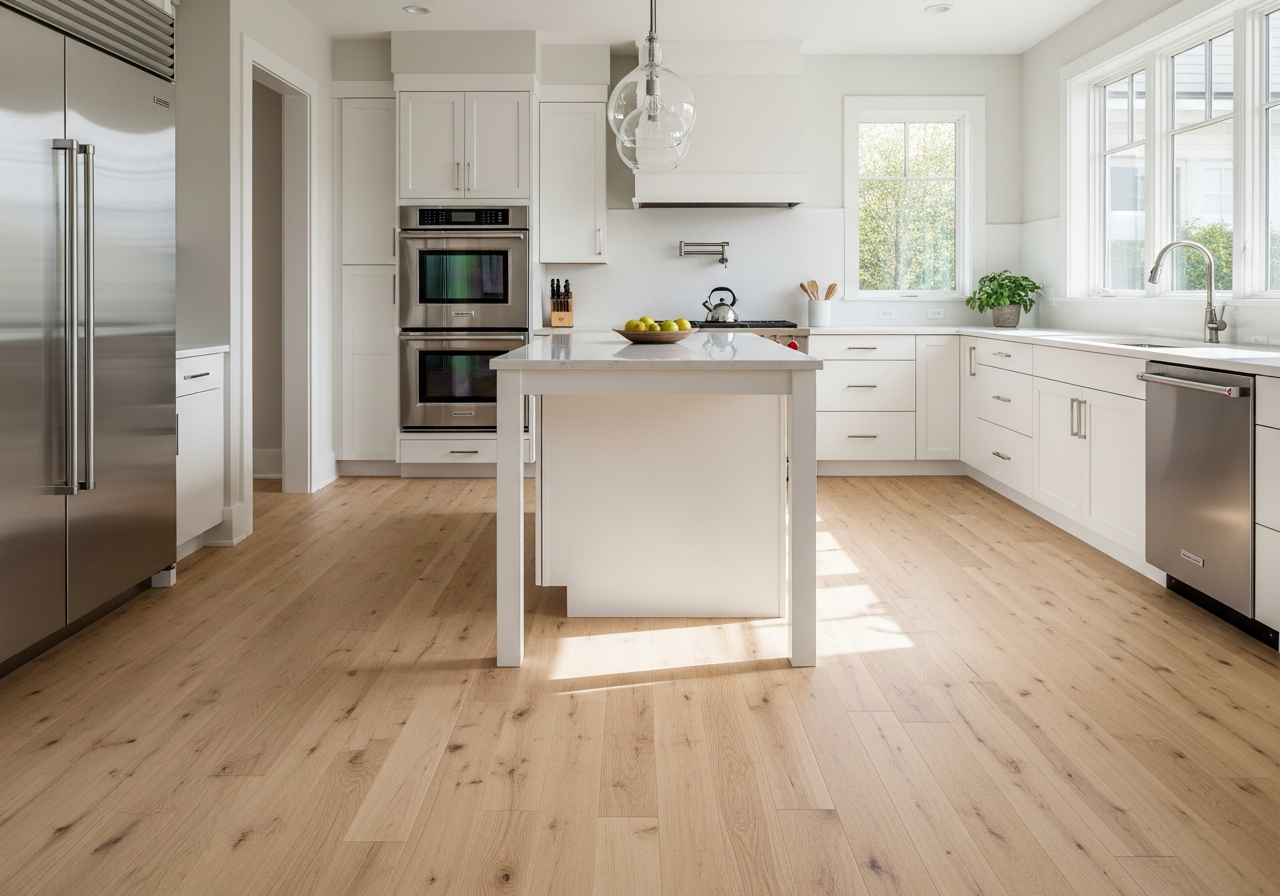 Light maple hardwood kitchen floor