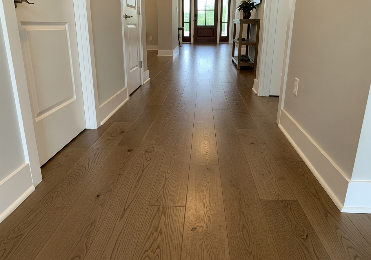 Engineered hardwood hallway floor